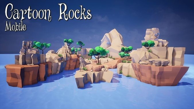 Cartoon Rocks Mobile for UNREAL Low-poly 3D model