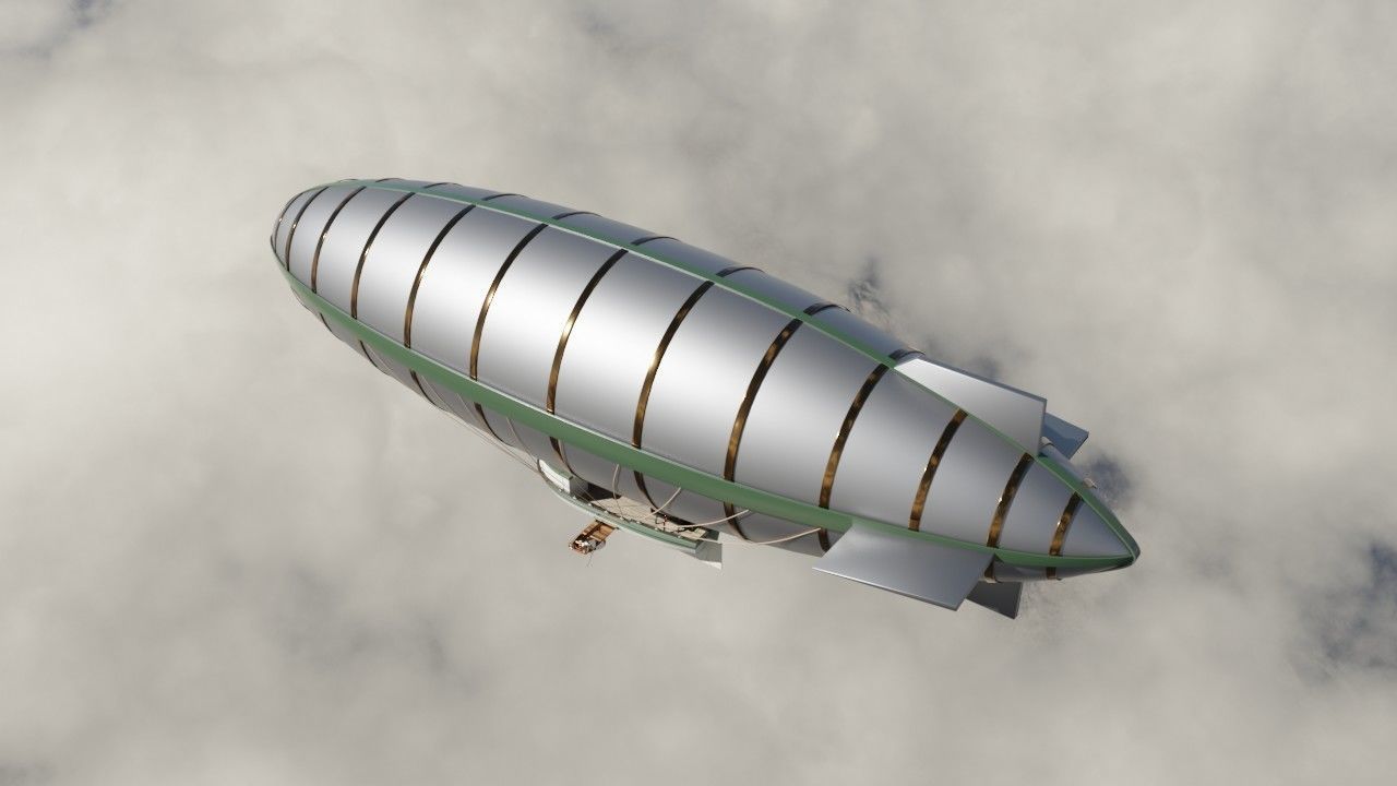 Steampunk airship  3D model_1