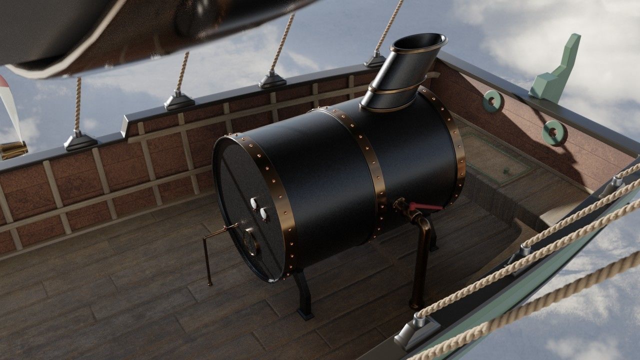 Steampunk airship  3D model_9