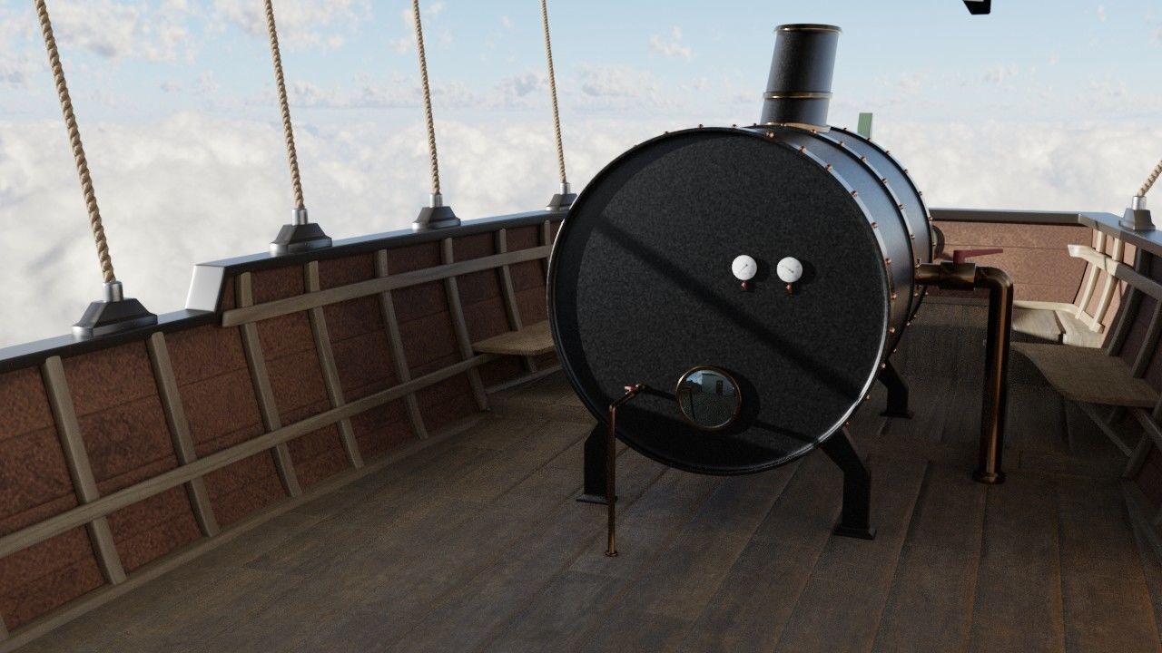 Steampunk airship  3D model_8