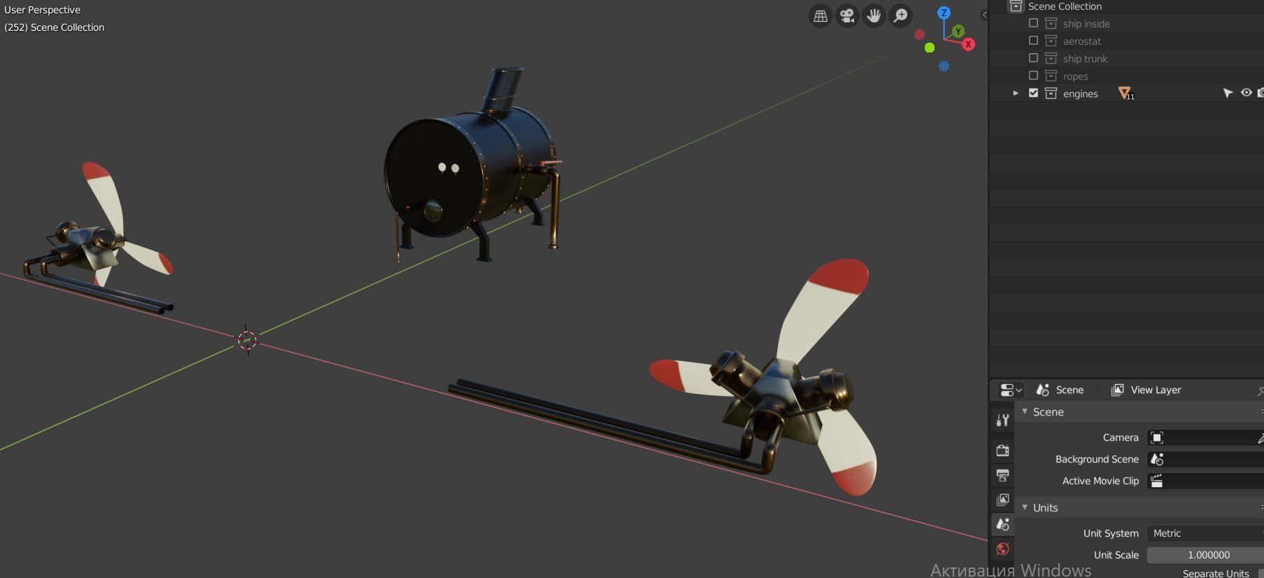 Steampunk airship  3D model_23