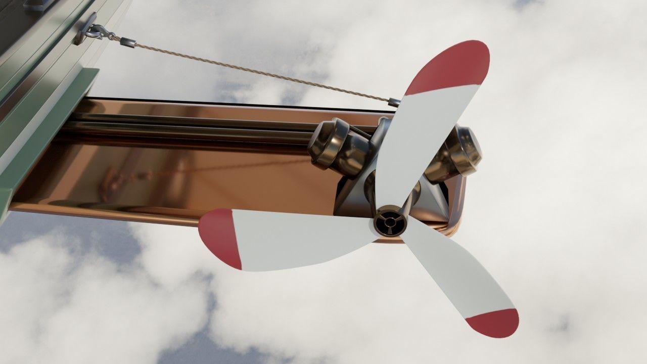 Steampunk airship  3D model_12