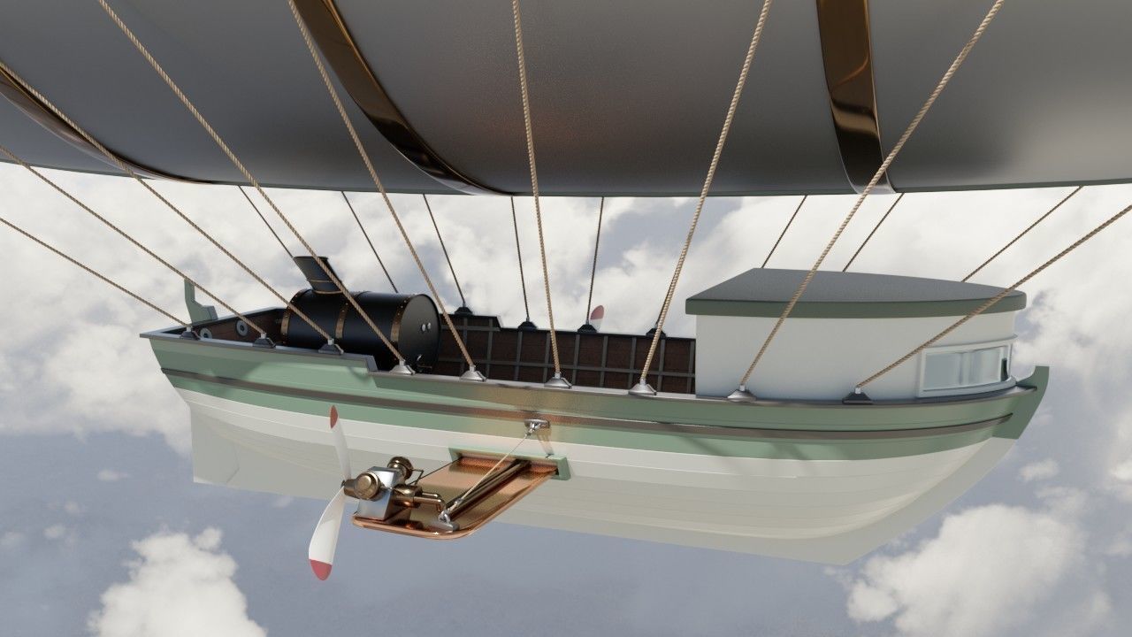 Steampunk airship  3D model_2