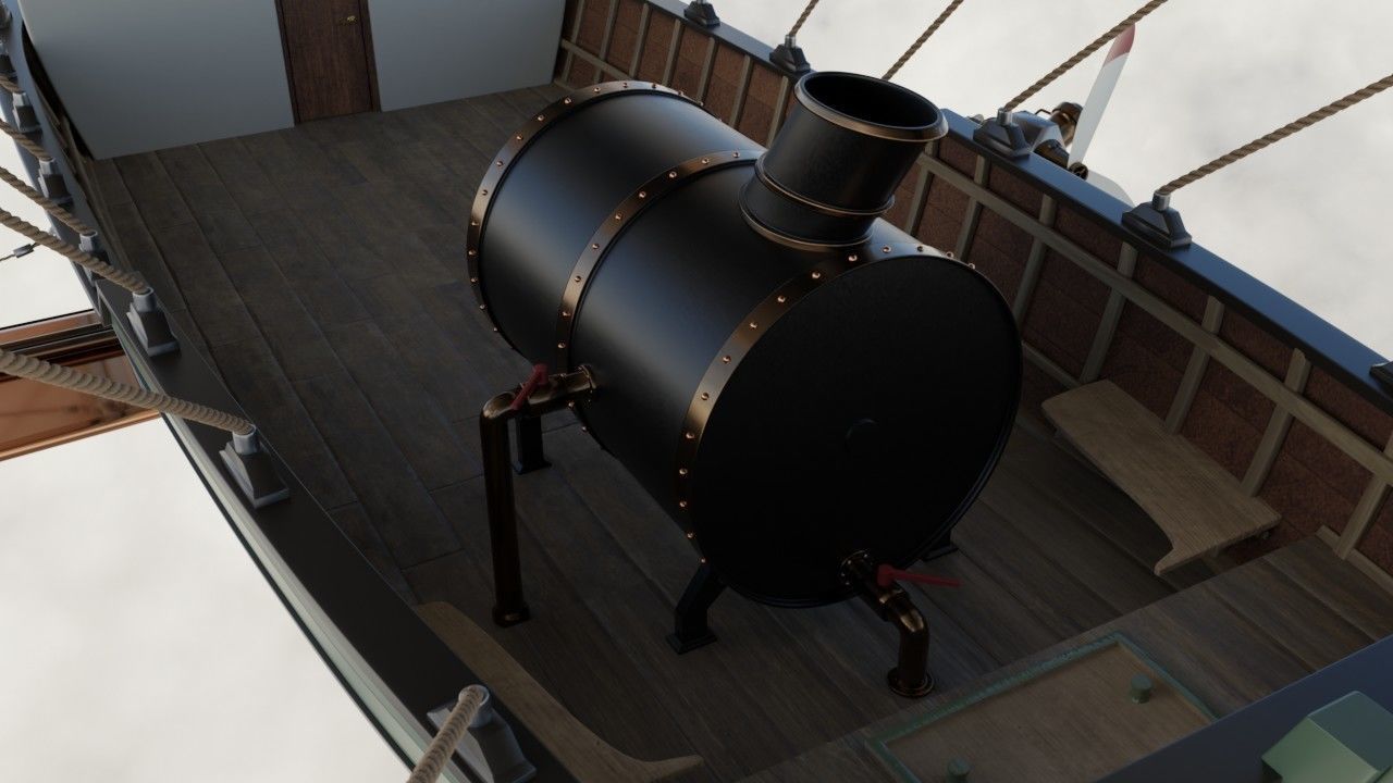 Steampunk airship  3D model_10