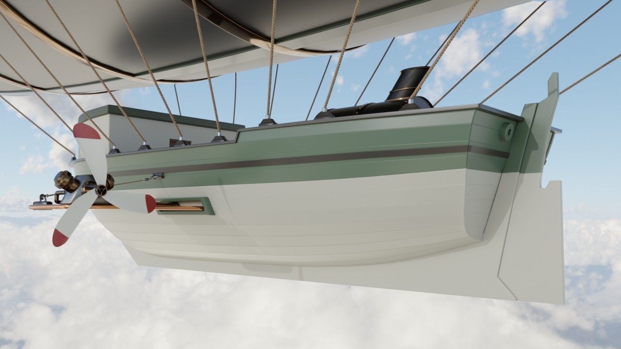 Steampunk airship  3D model_3