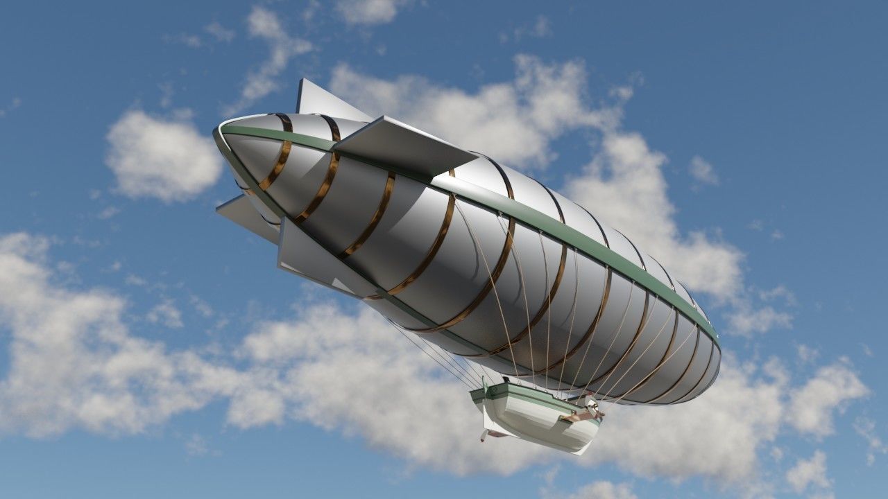 Steampunk airship  3D model_4