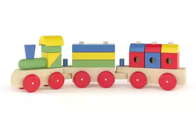 Wooden Toy Train 3D model
