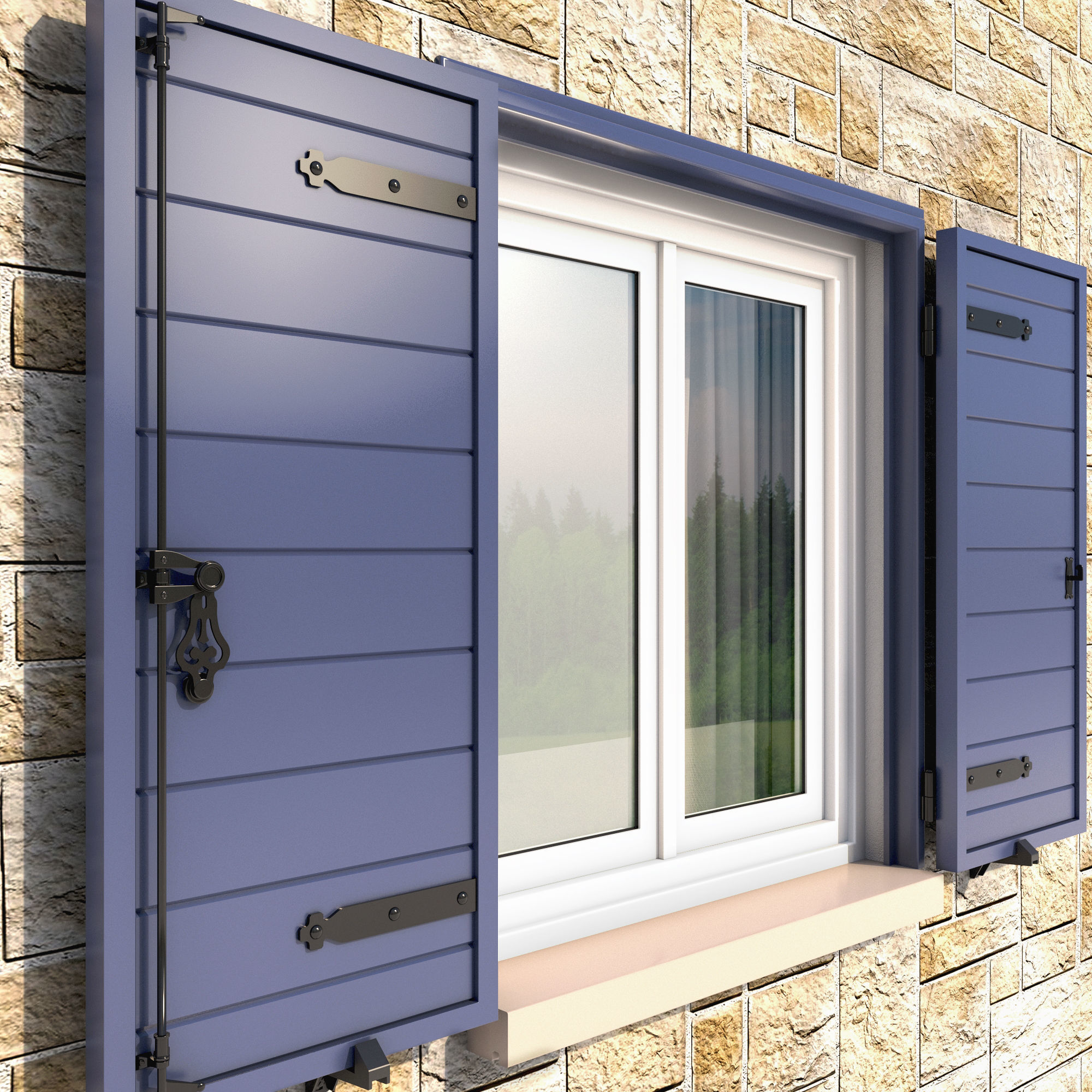 Exterior Aluminium Shutter 3D model_1