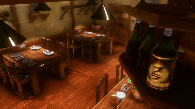 Anime Style Izakaya Low-poly 3D model 3