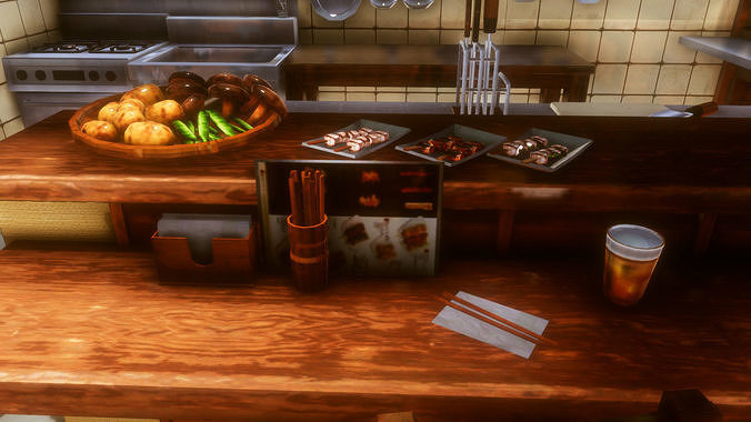 Anime Style Izakaya Low-poly 3D model 4