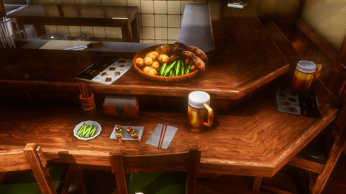 Anime Style Izakaya Low-poly 3D model 6