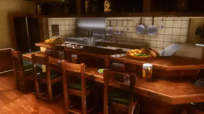 Anime Style Izakaya Low-poly 3D model