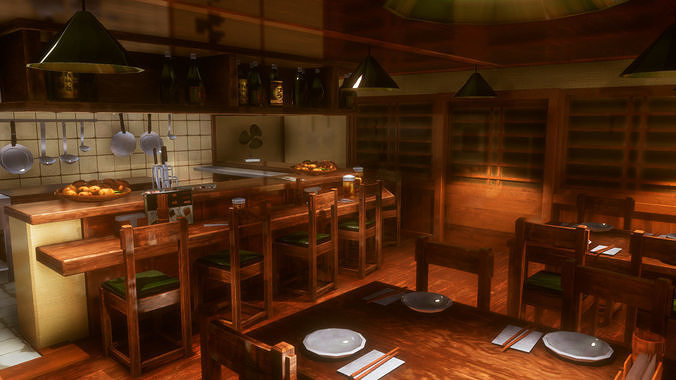 Anime Style Izakaya Low-poly 3D model 2