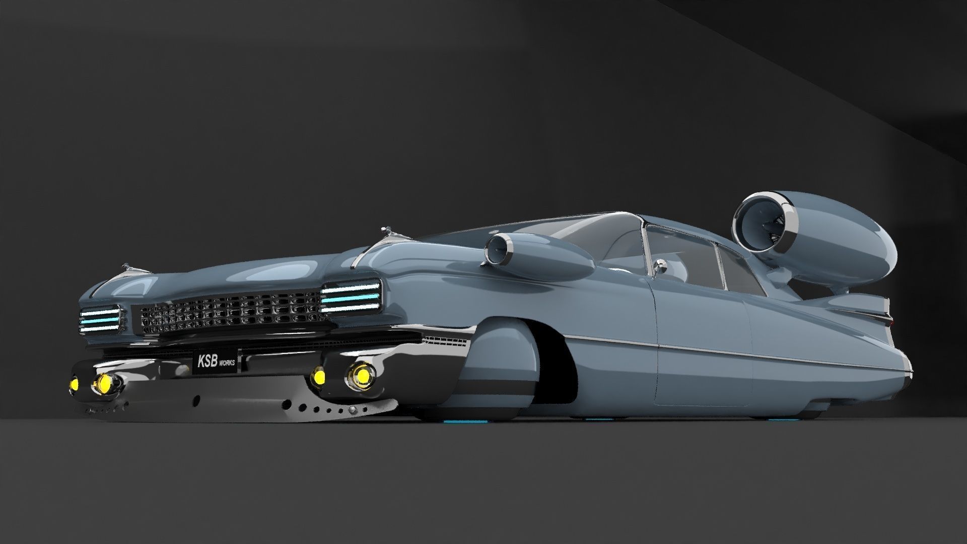 flying classiccar 3D model_4