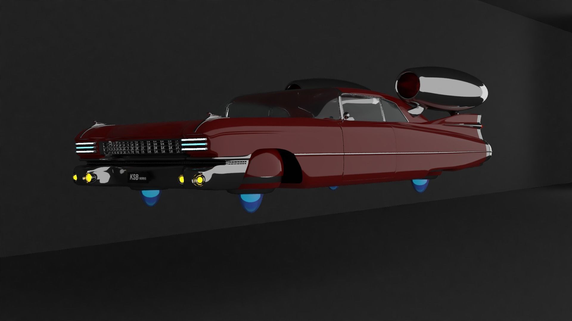 flying classiccar 3D model_8