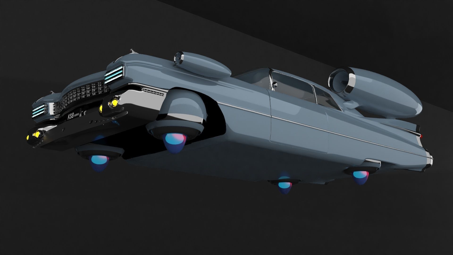 flying classiccar 3D model_2