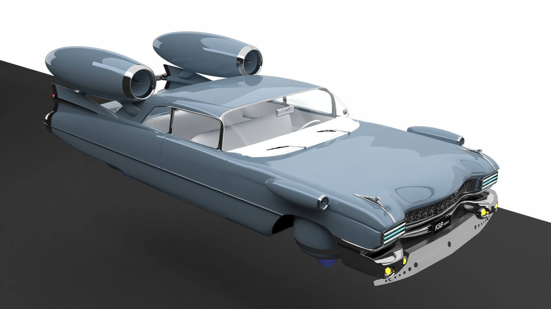 flying classiccar 3D model_5