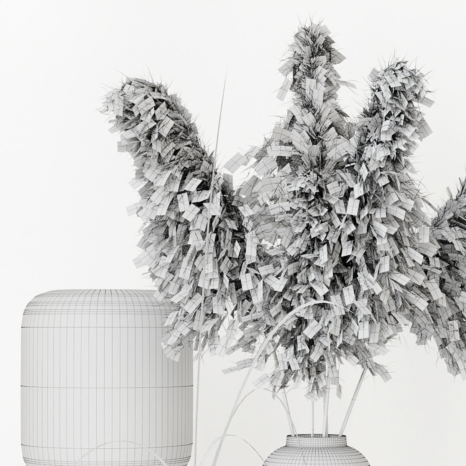 Black decorative set with pampas 3D model_8