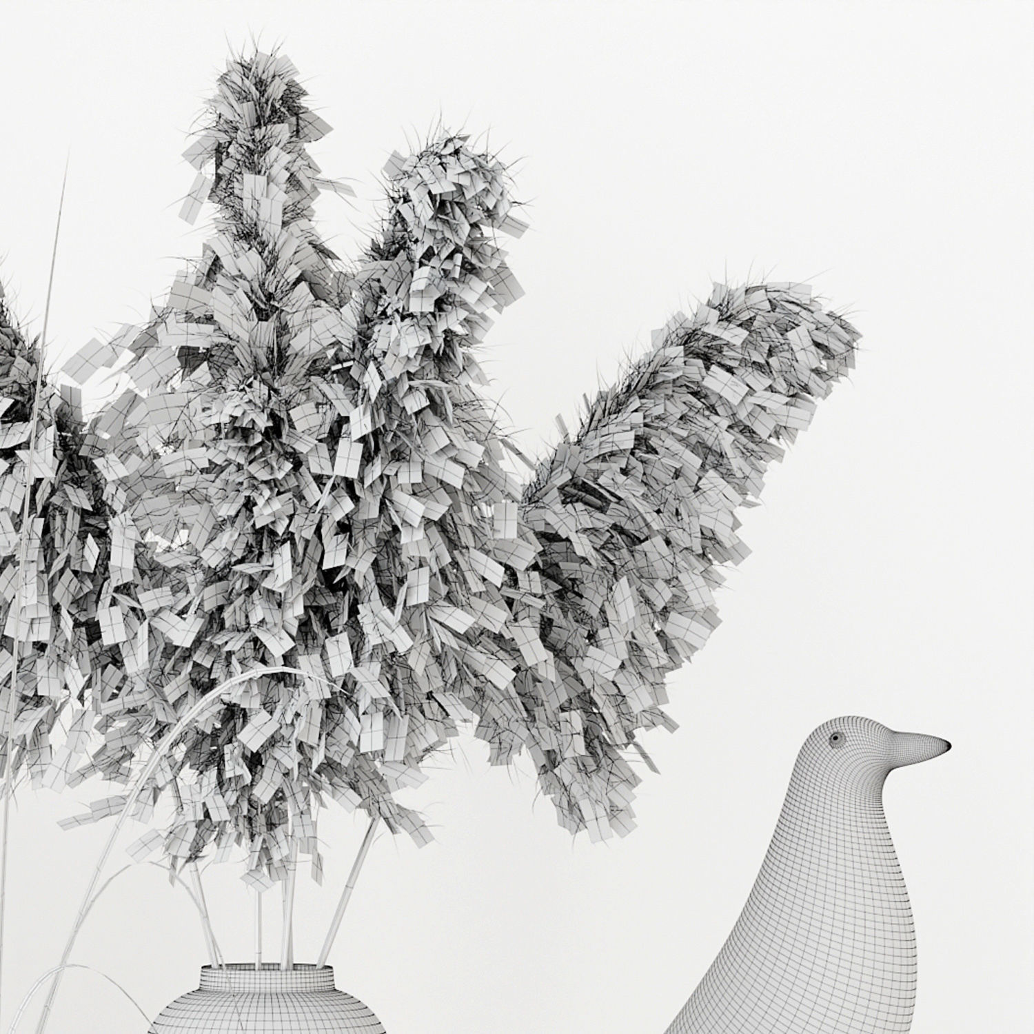 Black decorative set with pampas 3D model_10