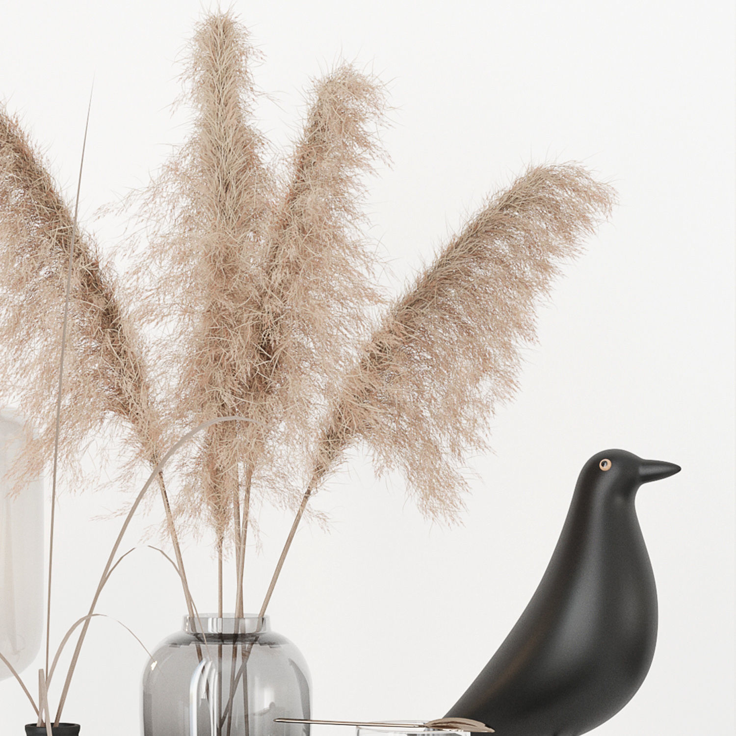 Black decorative set with pampas 3D model_20