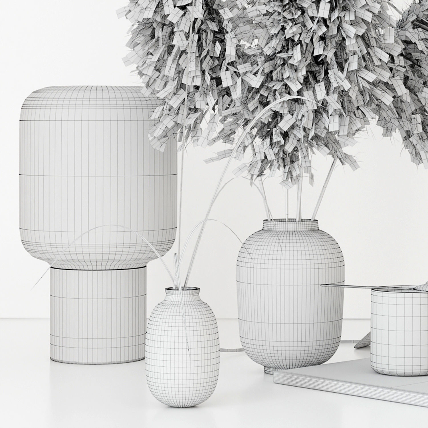 Black decorative set with pampas 3D model_5