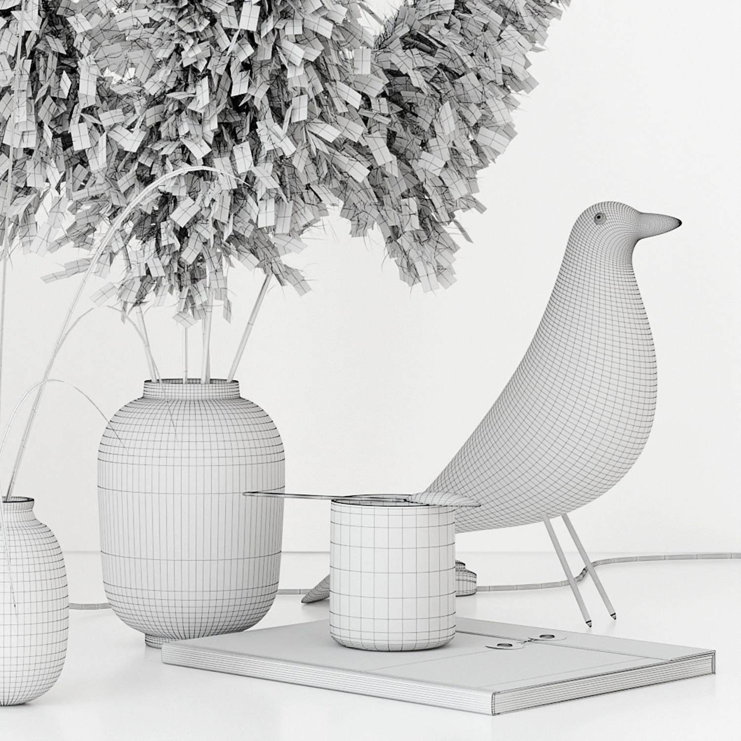 Black decorative set with pampas 3D model_4