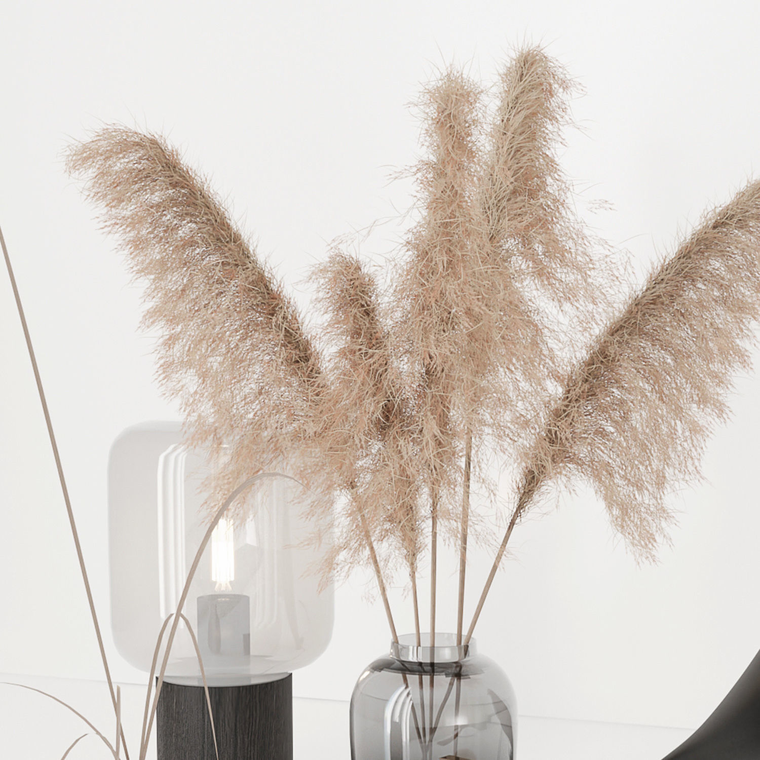 Black decorative set with pampas 3D model_28