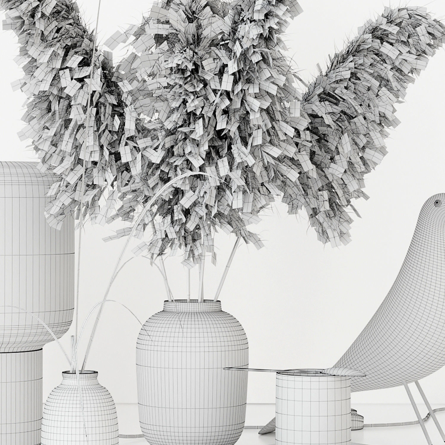 Black decorative set with pampas 3D model_11