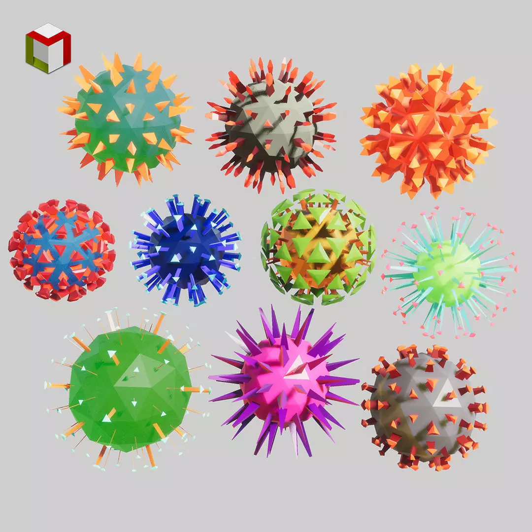 Low Poly Virus Pack 01 Low-poly 3D model_0