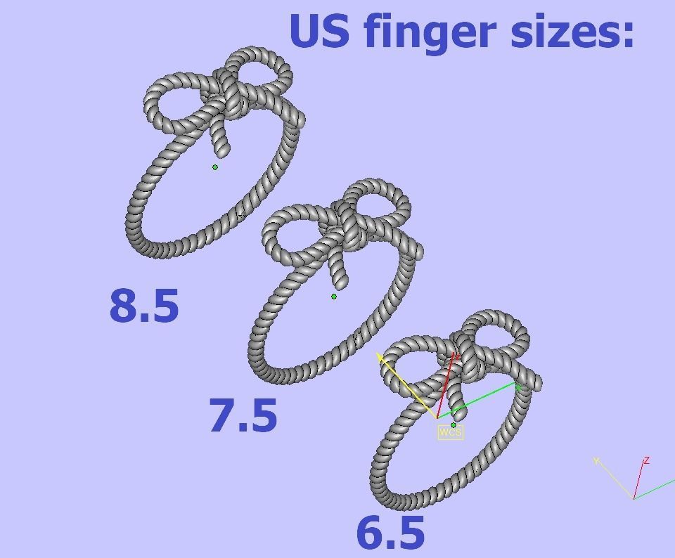 Bow Knot Rope style Ring 3dmodel 3D print model_10