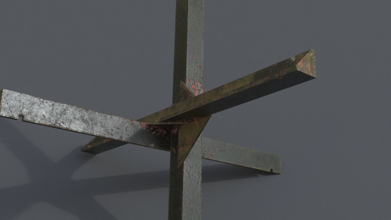 Czech hedgehog WW2 barricade 3D model_3
