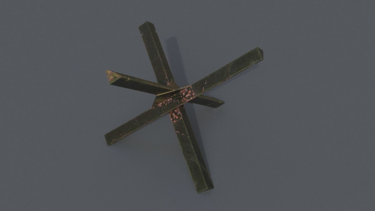 Czech hedgehog WW2 barricade 3D model_1