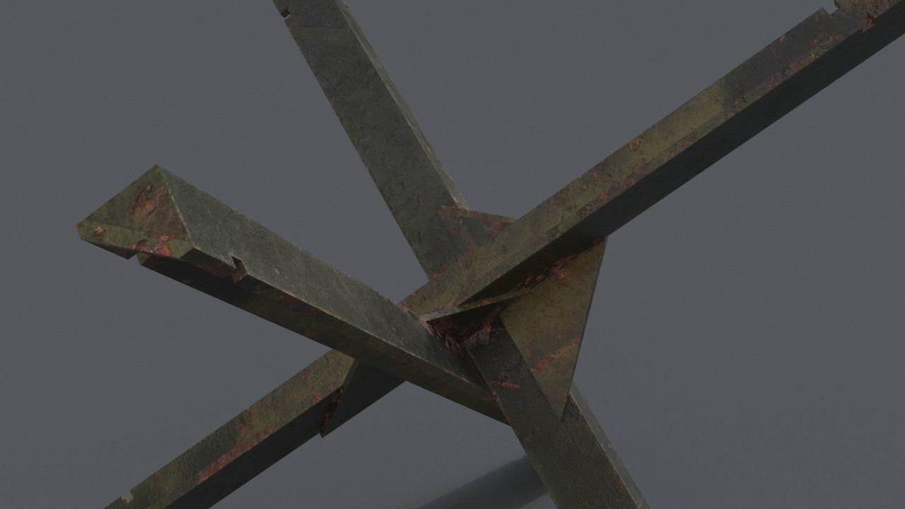 Czech hedgehog WW2 barricade 3D model_4