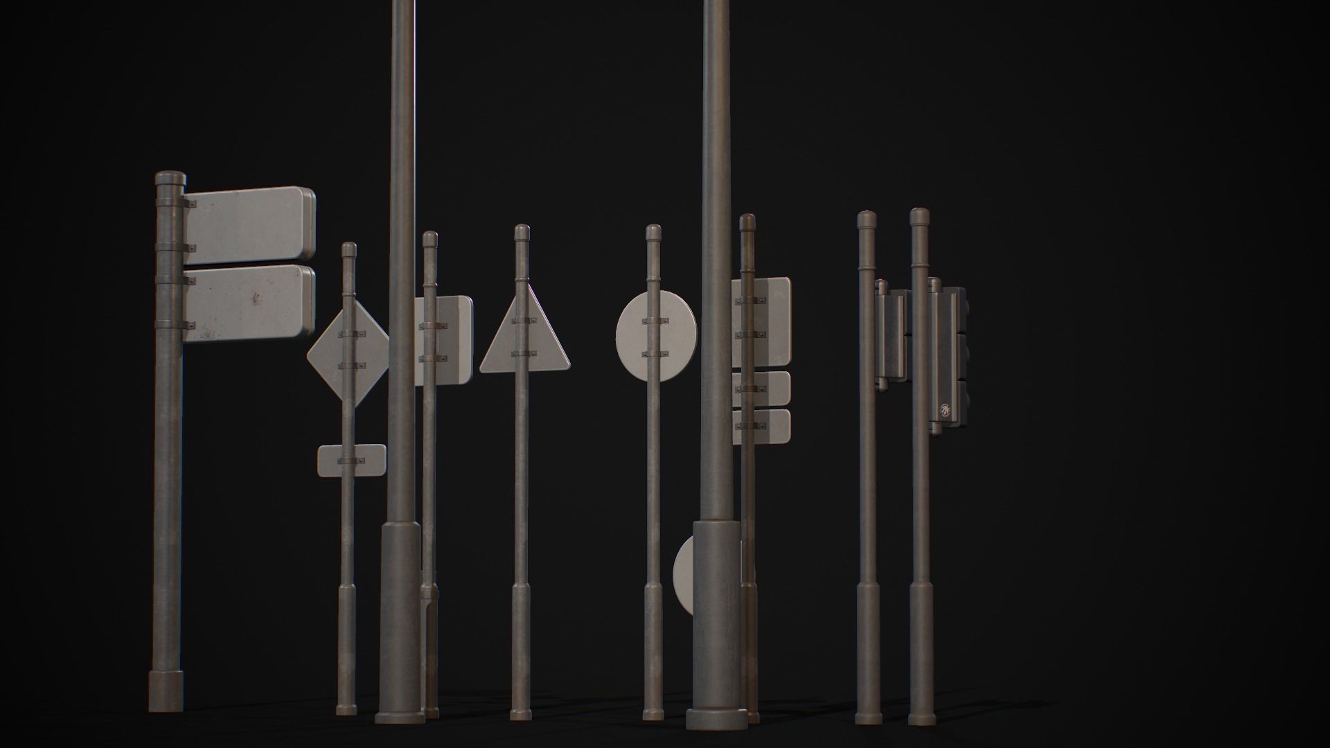 Street Sign Traffic Light Signal Low-poly 3D model_7