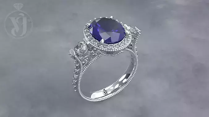 ANILLO FLORIST  GEMA CENTRAL 10 X 8 