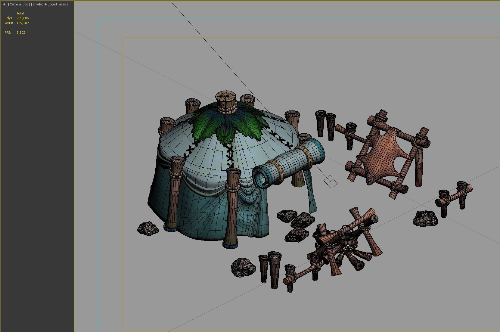 tent cartoon 3D model_1