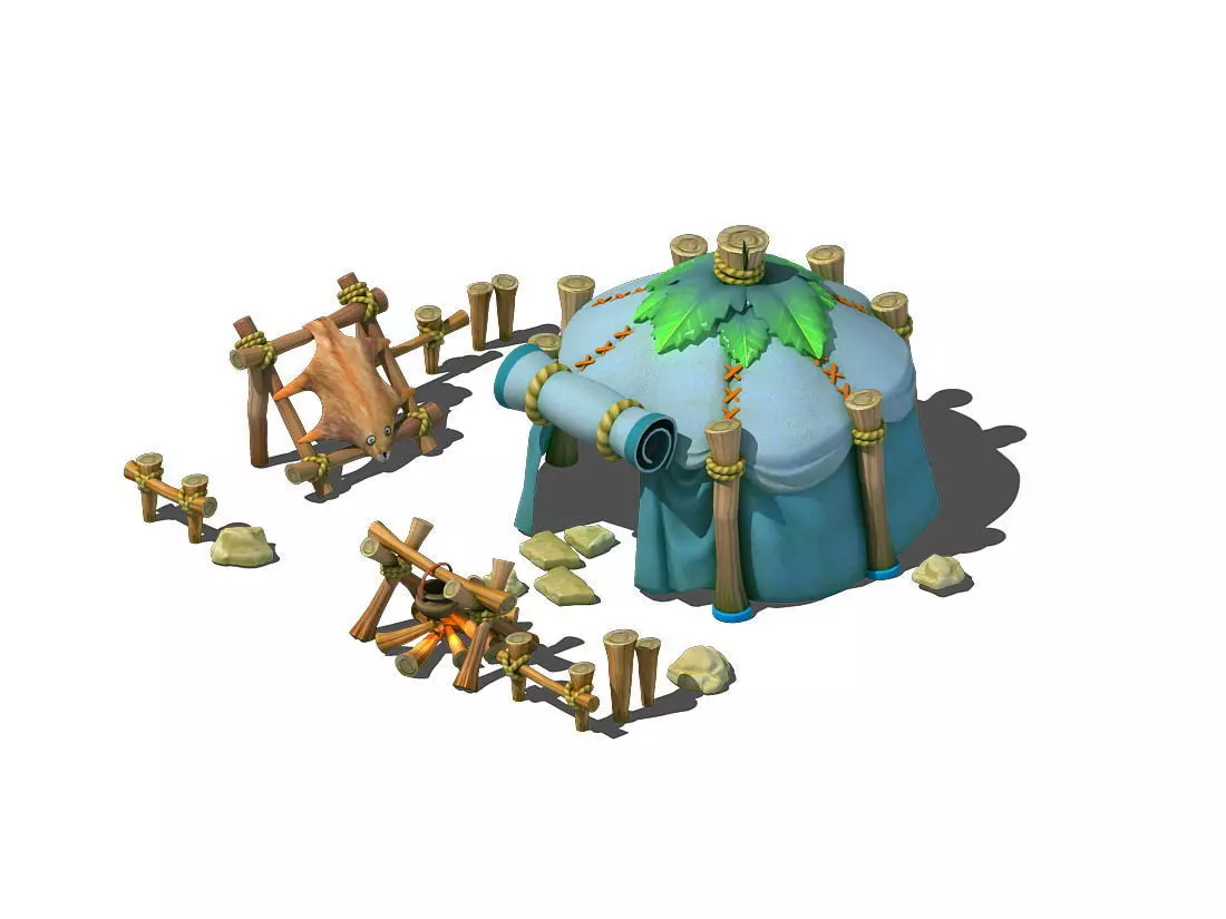 tent cartoon 3D model_0