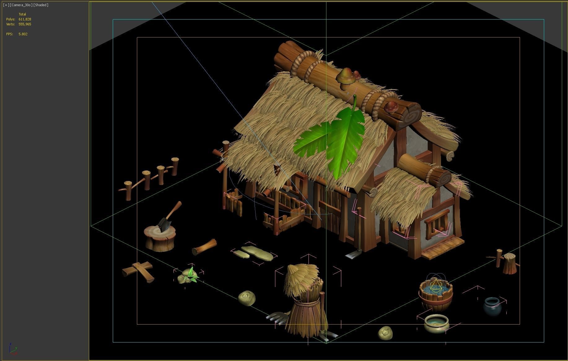 thatched Cottage 3D model_1