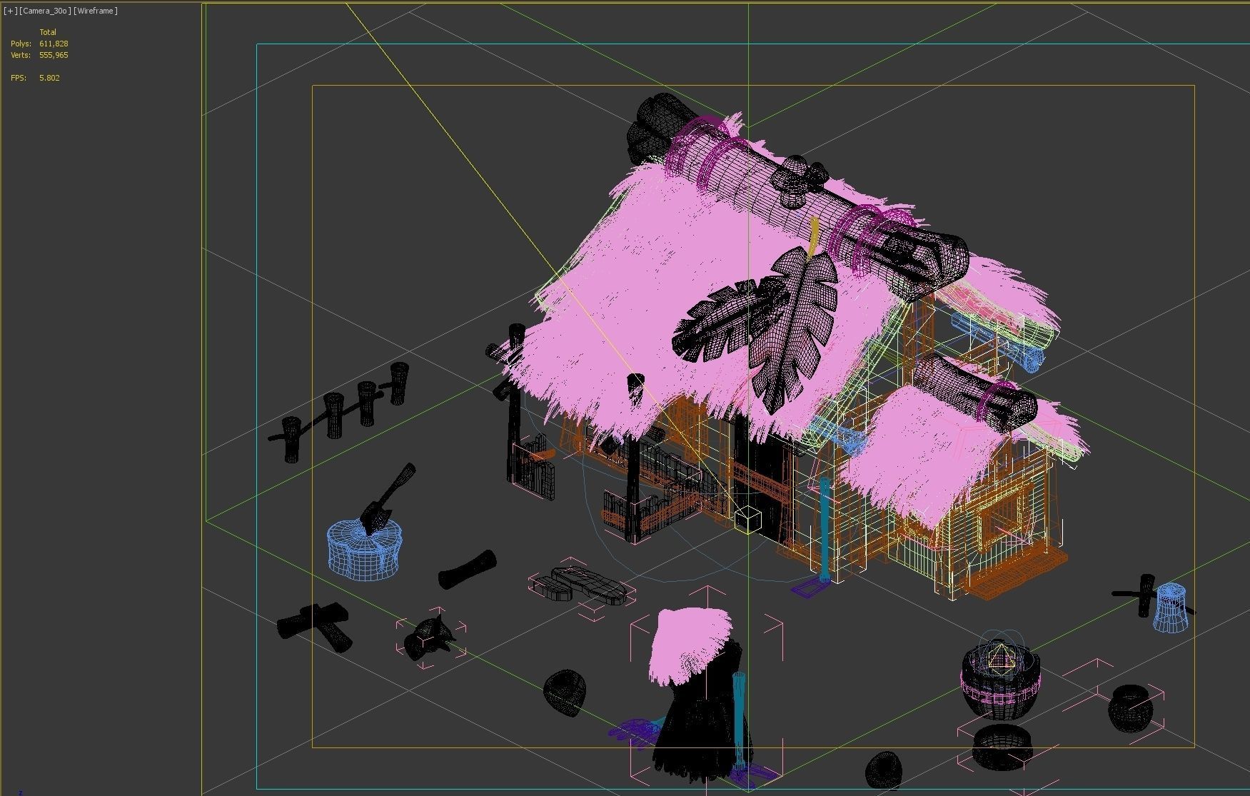 thatched Cottage 3D model_2