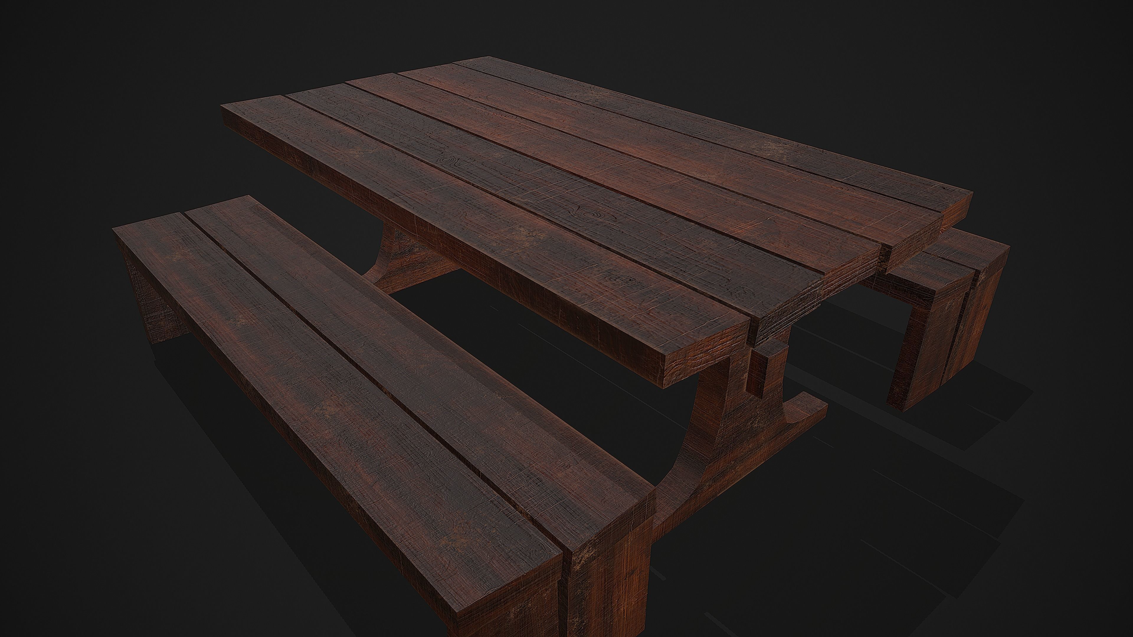 Medieval Dining Table - Chair Low-poly 3D model_2