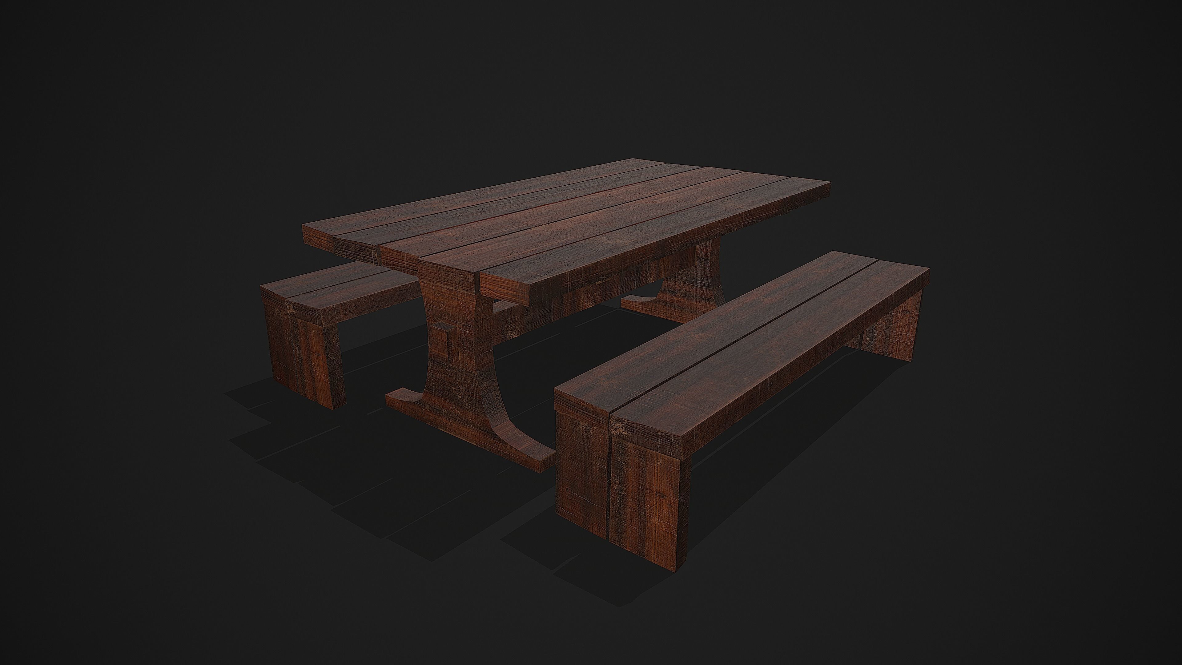 Medieval Dining Table - Chair Low-poly 3D model_3