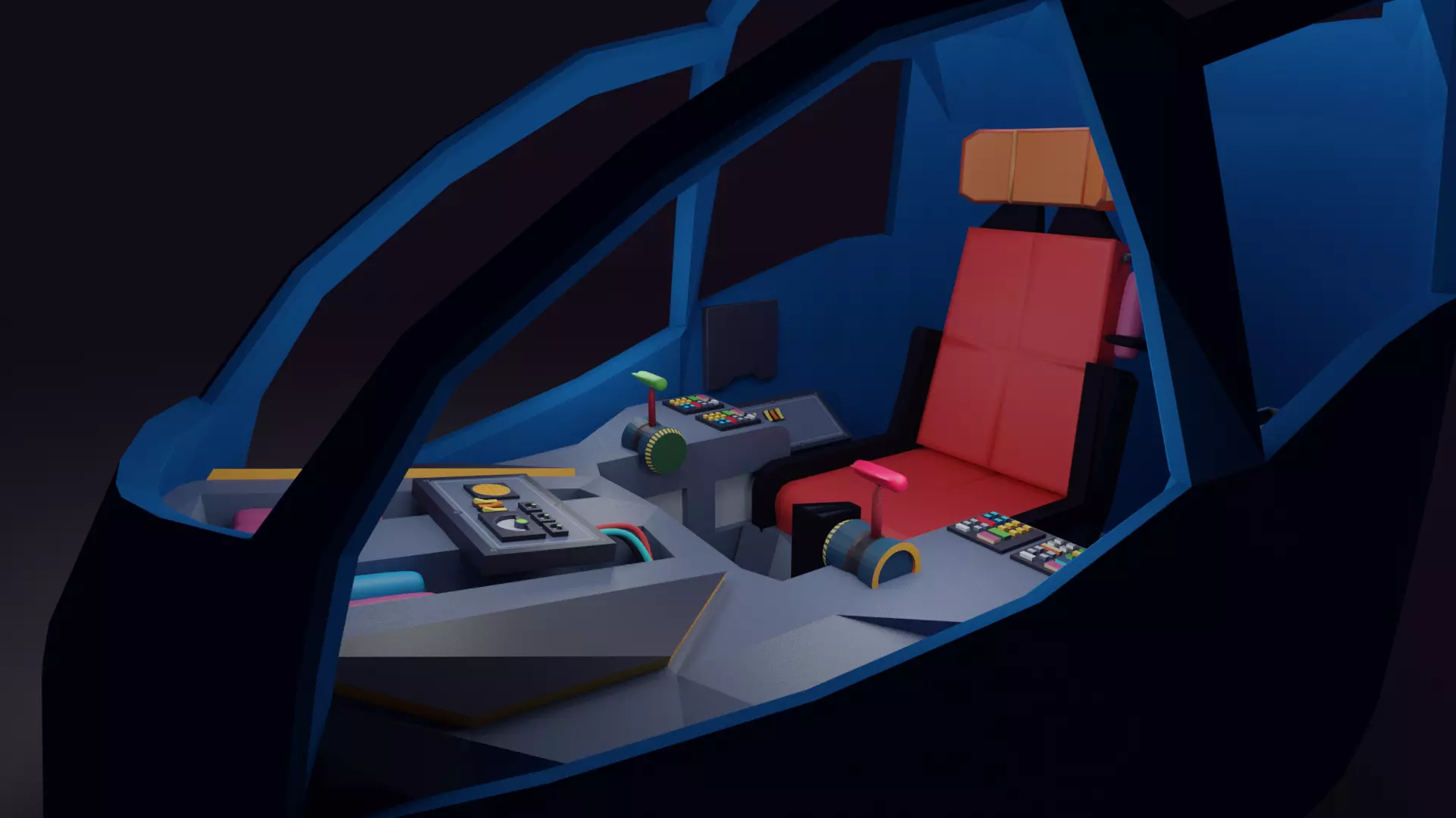 Spaceship Cockpit for VR Free low-poly 3D model_0
