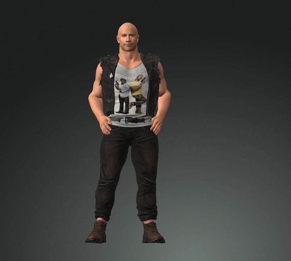 character design Dwayne Johnson the rock 3D model_6