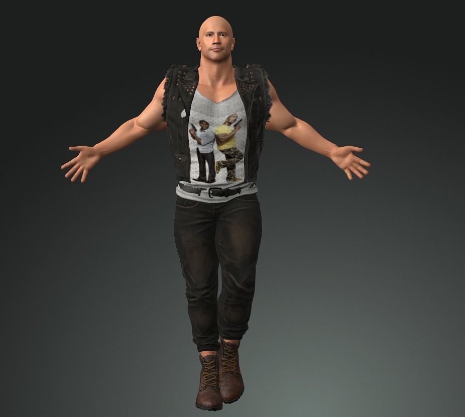 character design Dwayne Johnson the rock 3D model_3