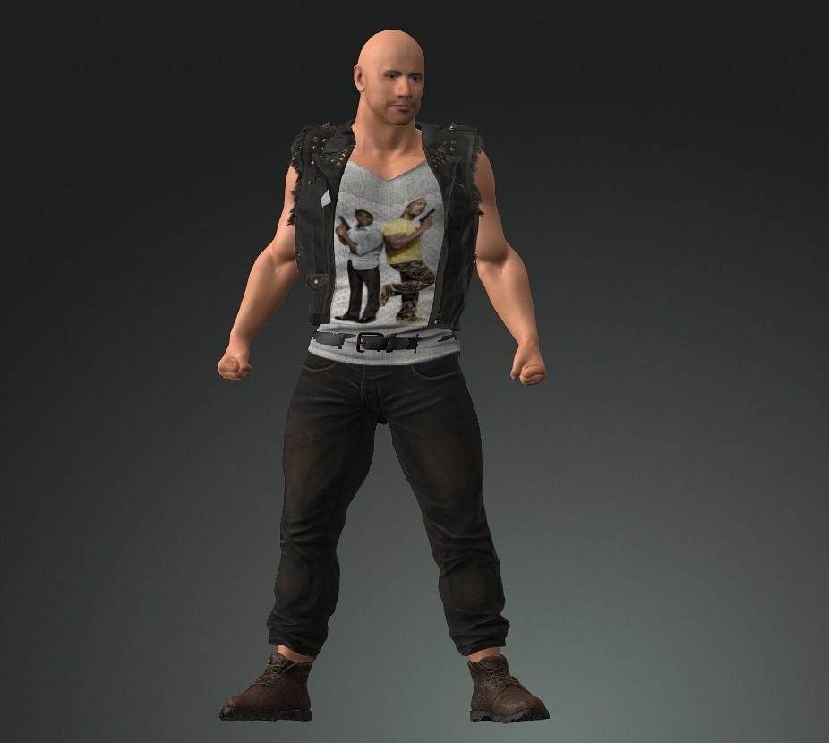 character design Dwayne Johnson the rock 3D model_4