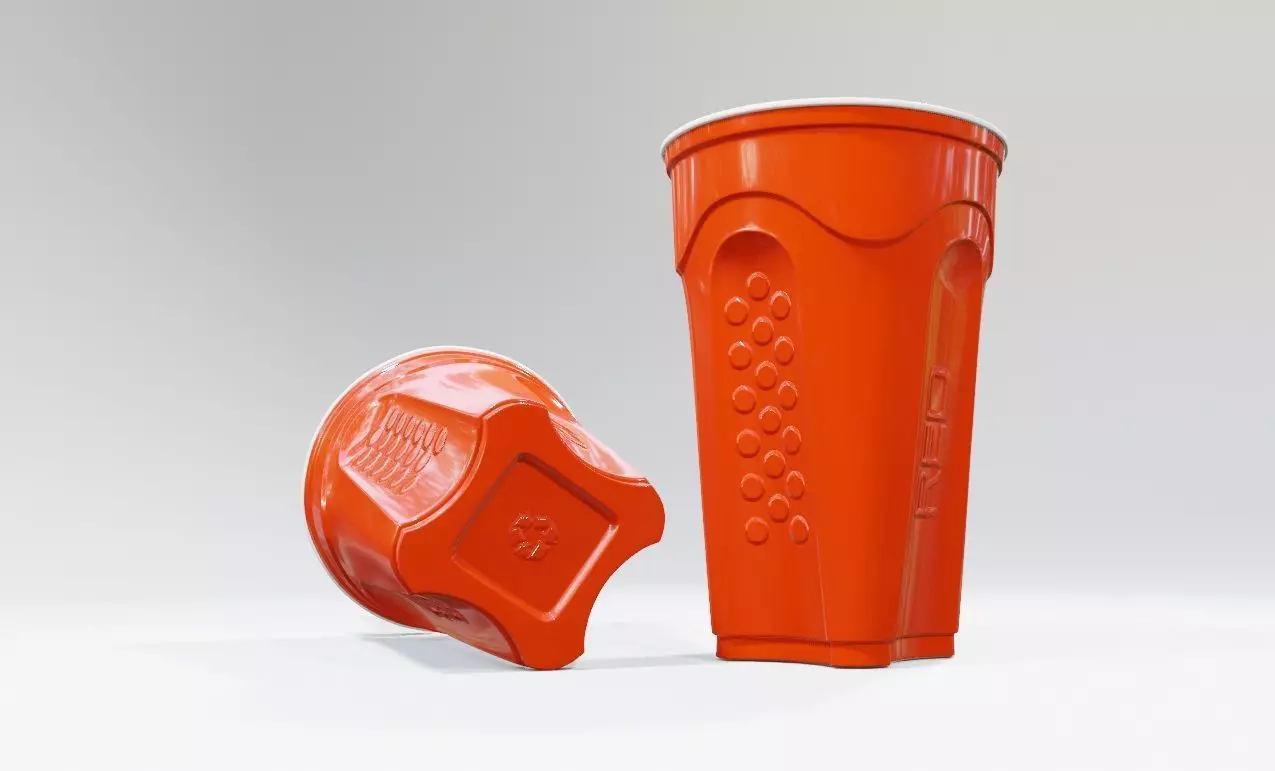 red plastic cups uv unwrapped and textured 3D model