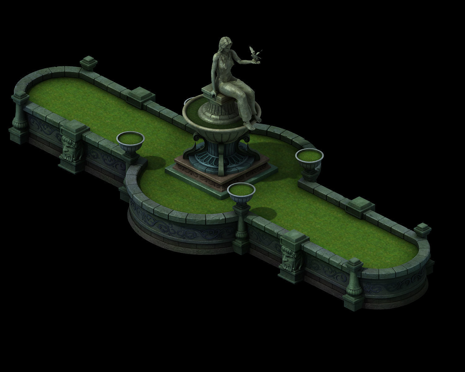 Church Hospital - flower garden 01 3D model_1