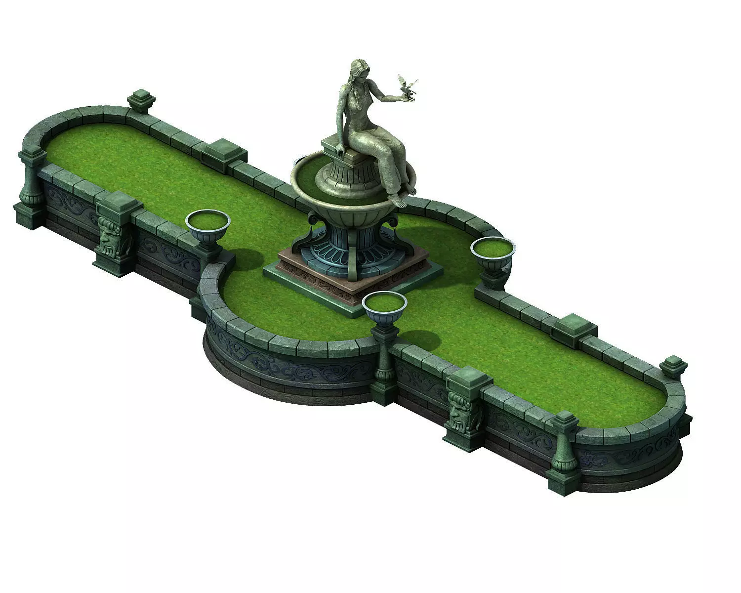 Church Hospital - flower garden 01 3D model_0