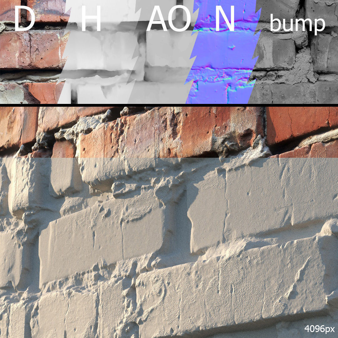 Material of an old brick wall 01 Low-poly 3D model_4