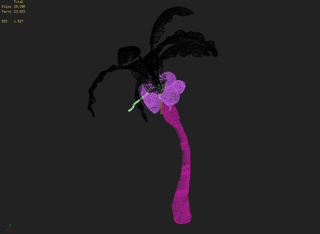 Empty mulberry - coconut tree bend 02 3D model_6